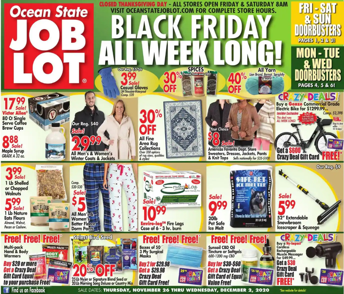 Ocean State Job Lot 2020 Black Friday Ad Page 1