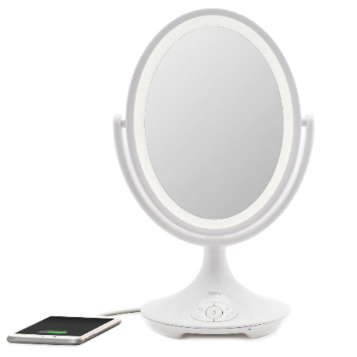 iHome 5X White Double-Sided Vanity Mirror