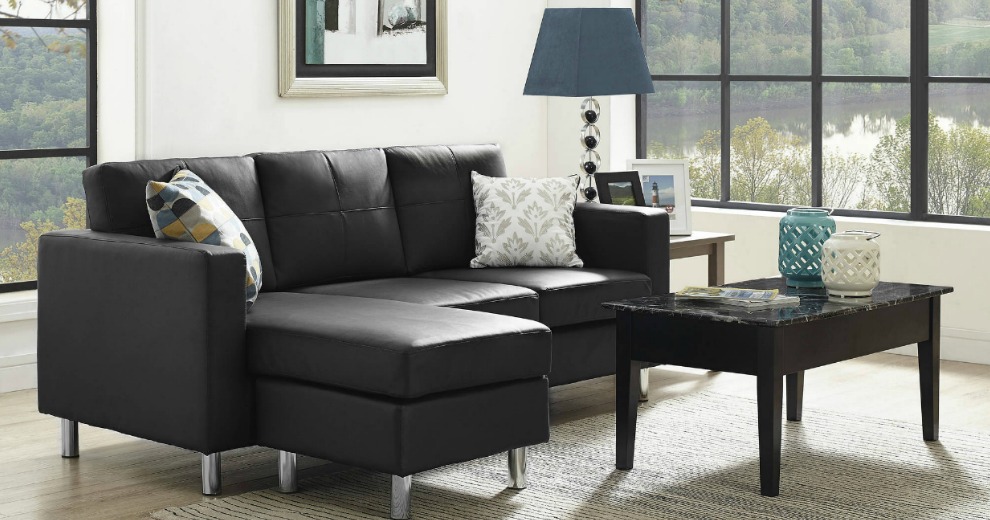 dorel living small spaces faux leather sectional sofa