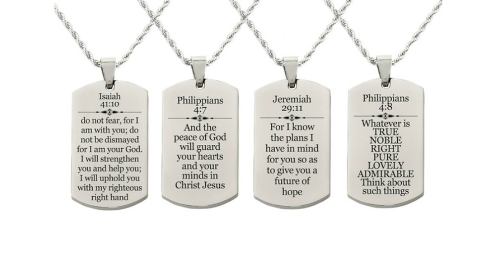 Pink Box Holy Scripture Tag Necklace