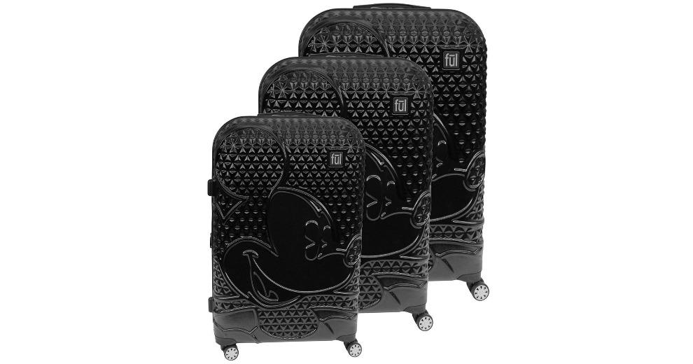 Ful Disney Textured Mickey Mouse Hard-Sided 3-Piece Luggage Set - Black