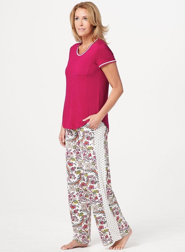 Cuddl Duds Cool & Airy Jersey Color Block Print Pajama Set