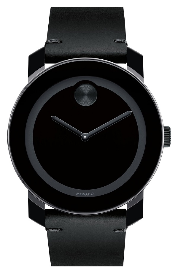 Movado Bold Leather Strap Watch