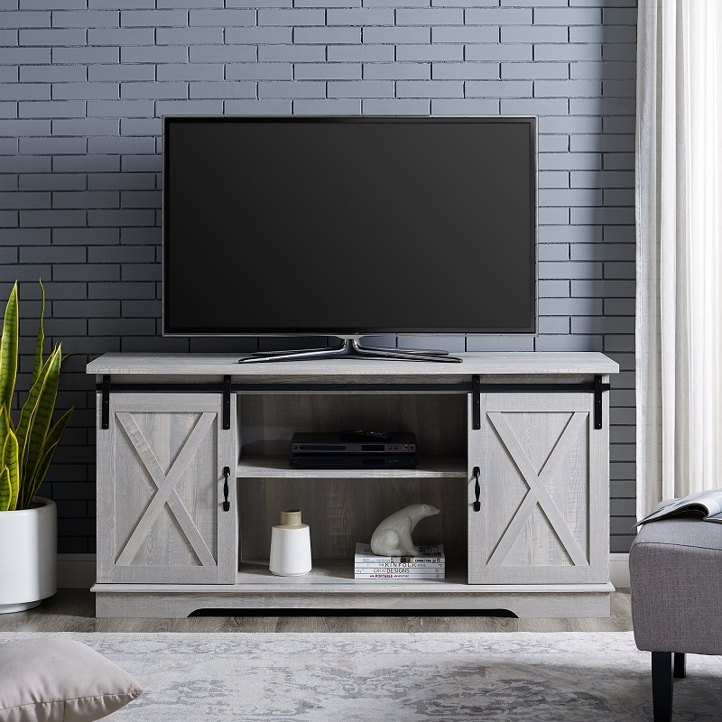 Manor Park Modern Farmhouse Sliding Barn Door TV Stand