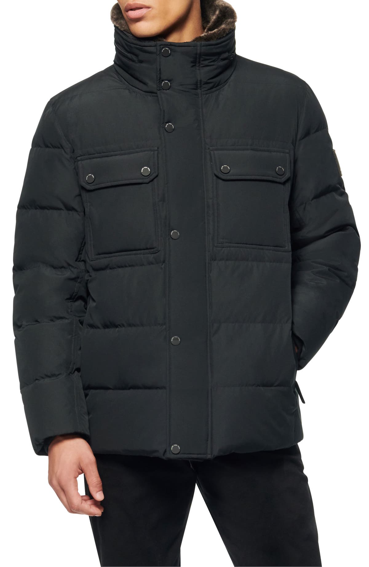 Marc New York Godwin Faux Fur Collar Down & Feather Fill Quilted Coat