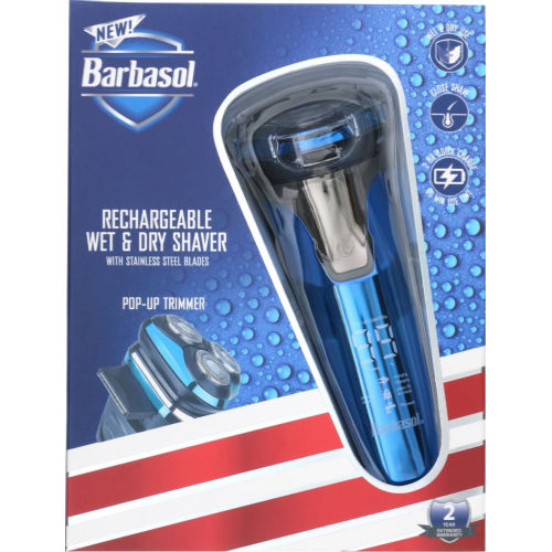 Barbasol CBR1-1003-BLB Rechargeable Wet Dry Rotary Electric Shaver