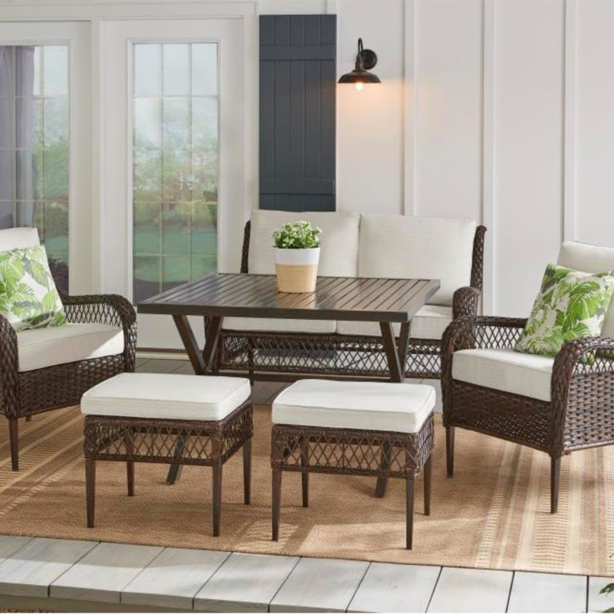 Hampton Bay Bayview 6-Piece Wicker Patio Conversation Set