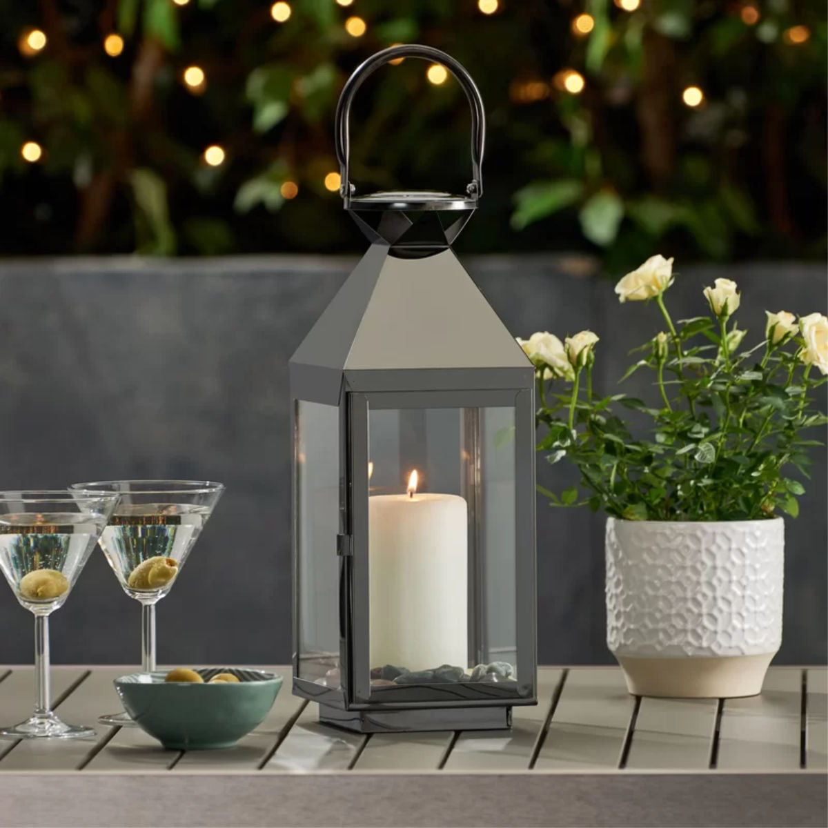 Red Barrel Studio Jessica Modern Stainless Steel Outdoor Lantern