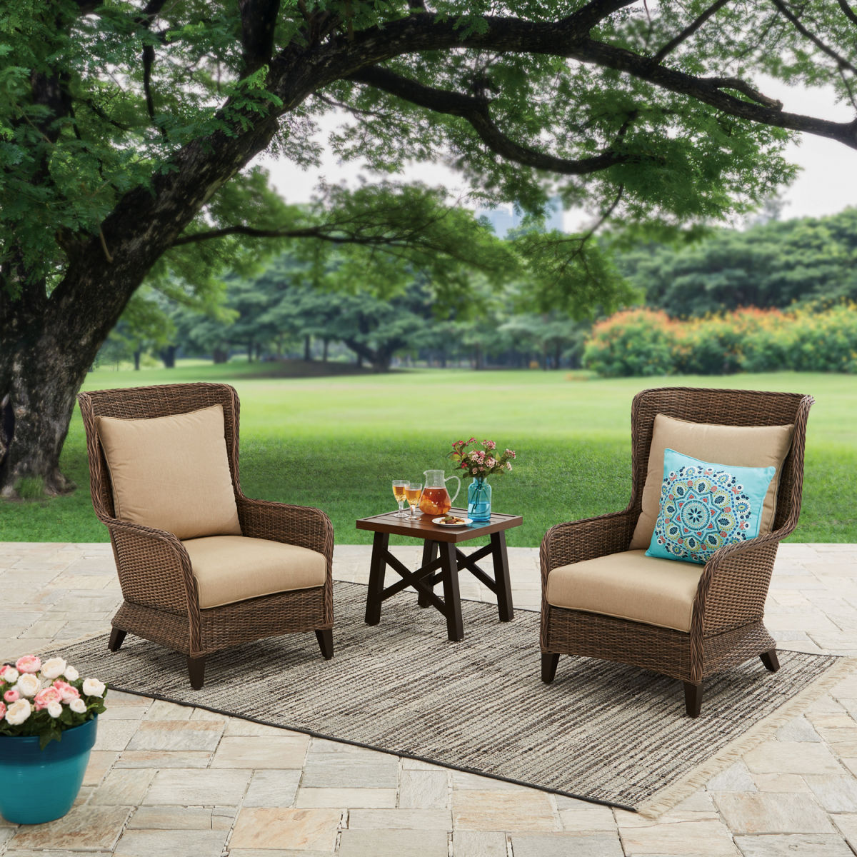 Better Homes & Gardens Camrose Farmhouse 3 Piece Outdoor Chat Set