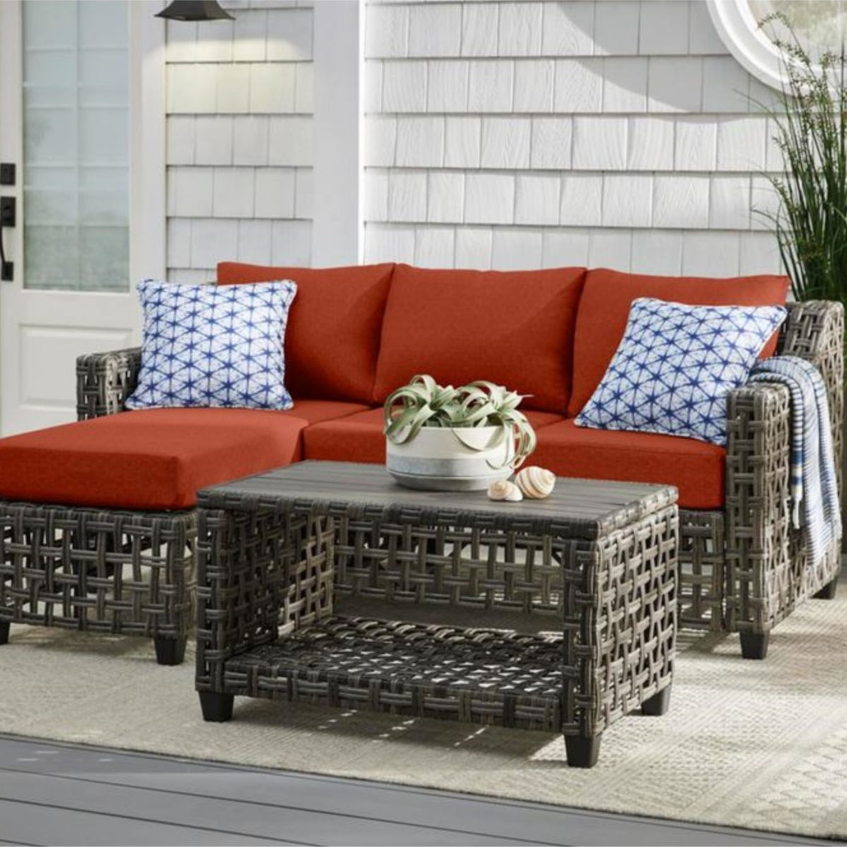 Hampton Bay Briar Ridge 3pc Wicker Patio Sectional Sofa