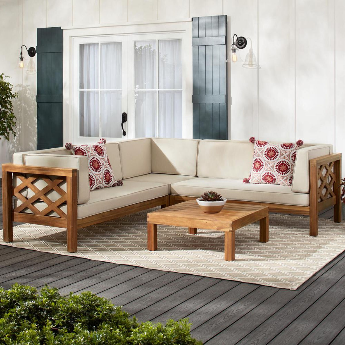 Hampton Bay Willow Glen Farmhouse Outdoor Sectional Sofa Set