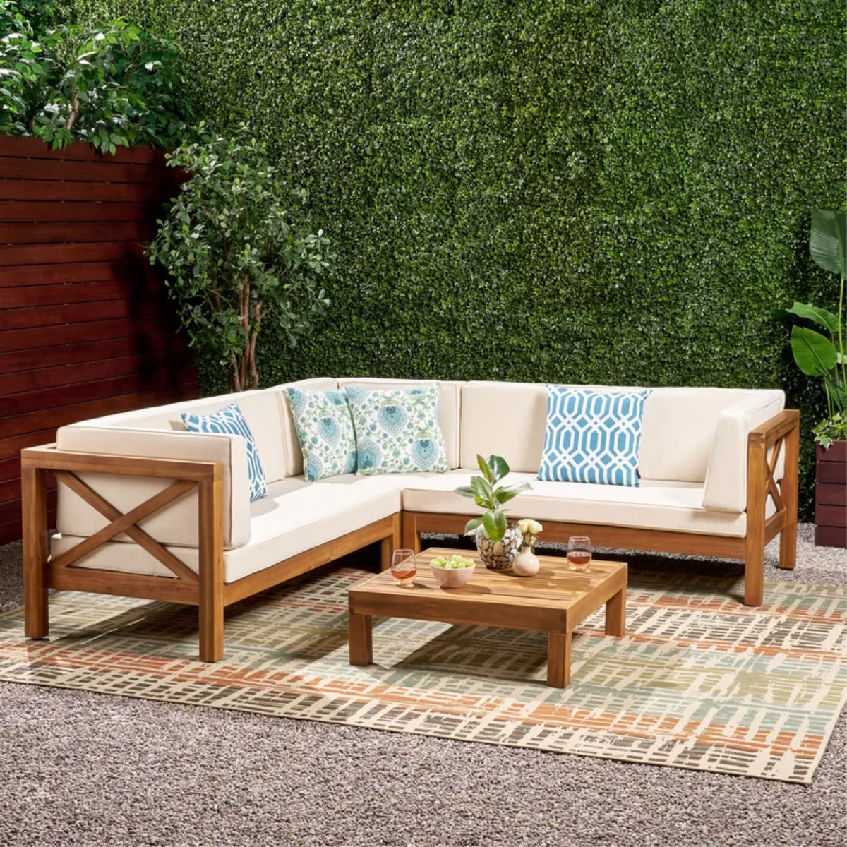 Highland Dunes Ellison 4pc Patio Sectional Sofa Set