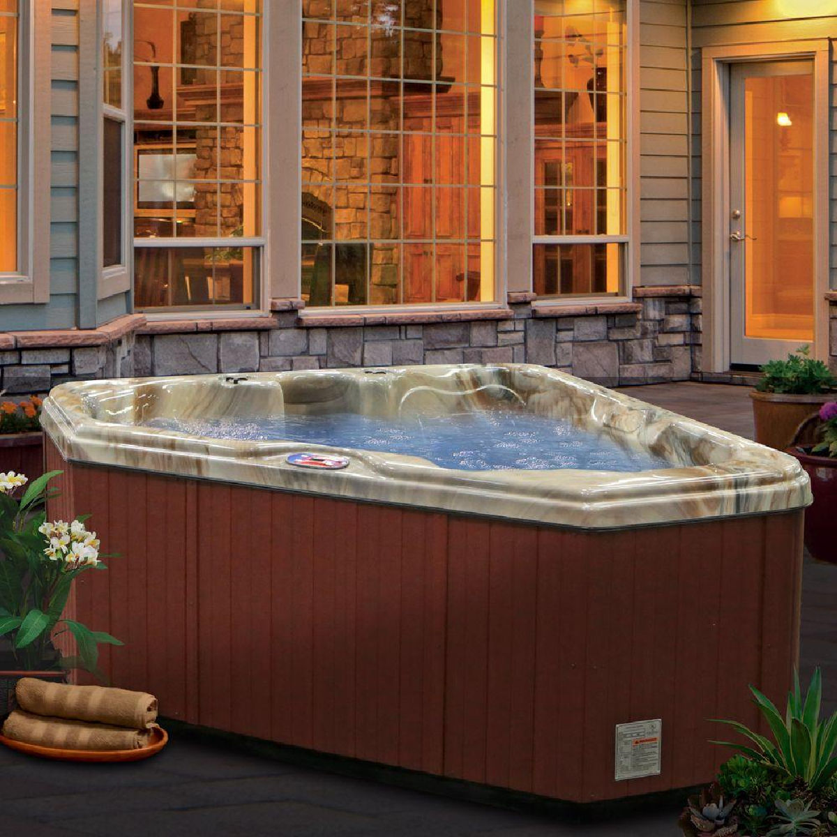American Spas 2-Person 28-Jet Premium Acrylic Triangle Spa Hot Tub