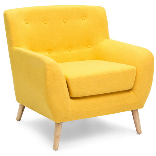Best Choice Products Mid-Century Modern Linen Upholstered Button Tufted Accent Chair