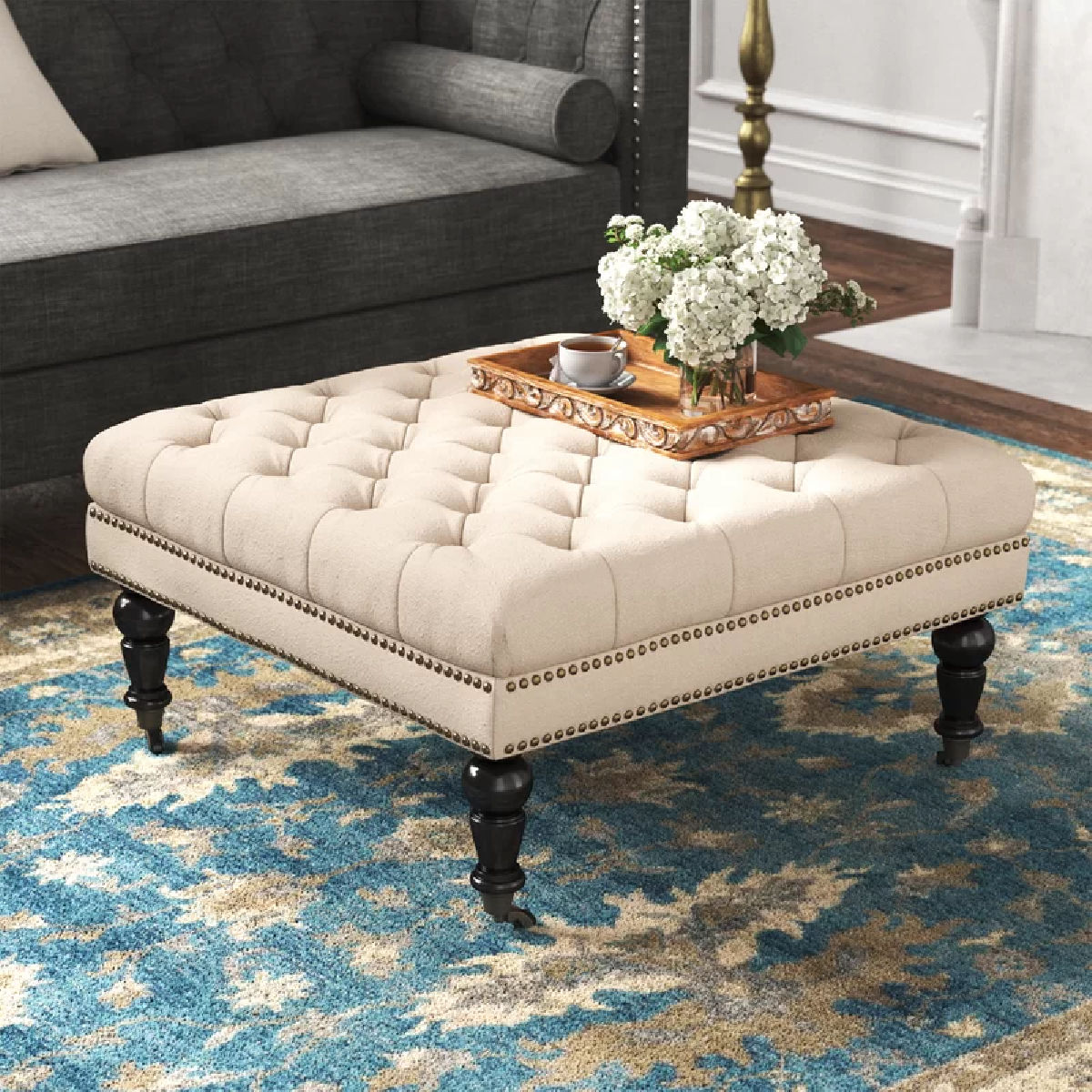 Kelly Clarkson Home Landis Tufted Square Cocktail Ottoman