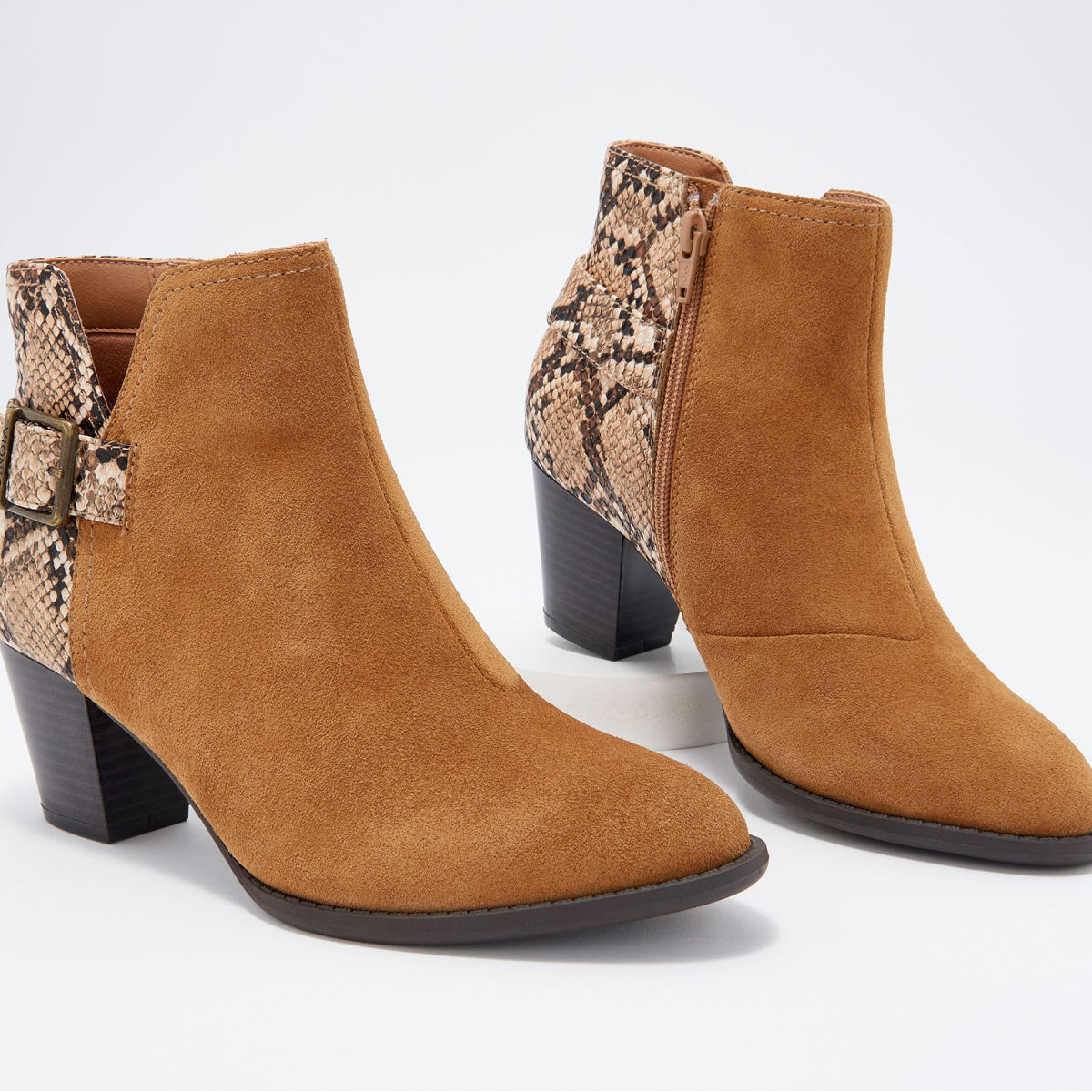 Vionic Naomi Suede Snake-Print Water-Resistant Boots