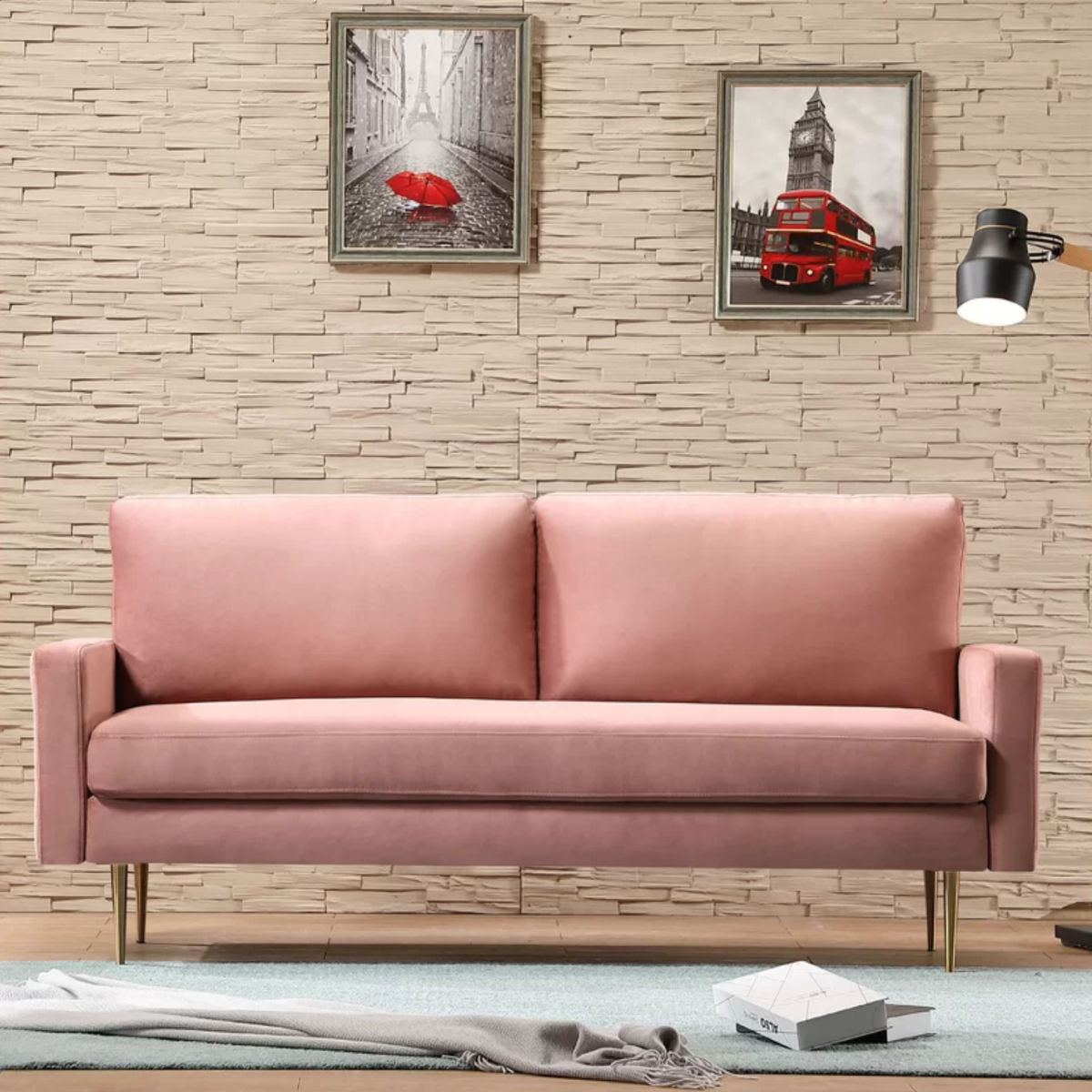 Everly Quinn Monzon Velvet Square Arm Sofa