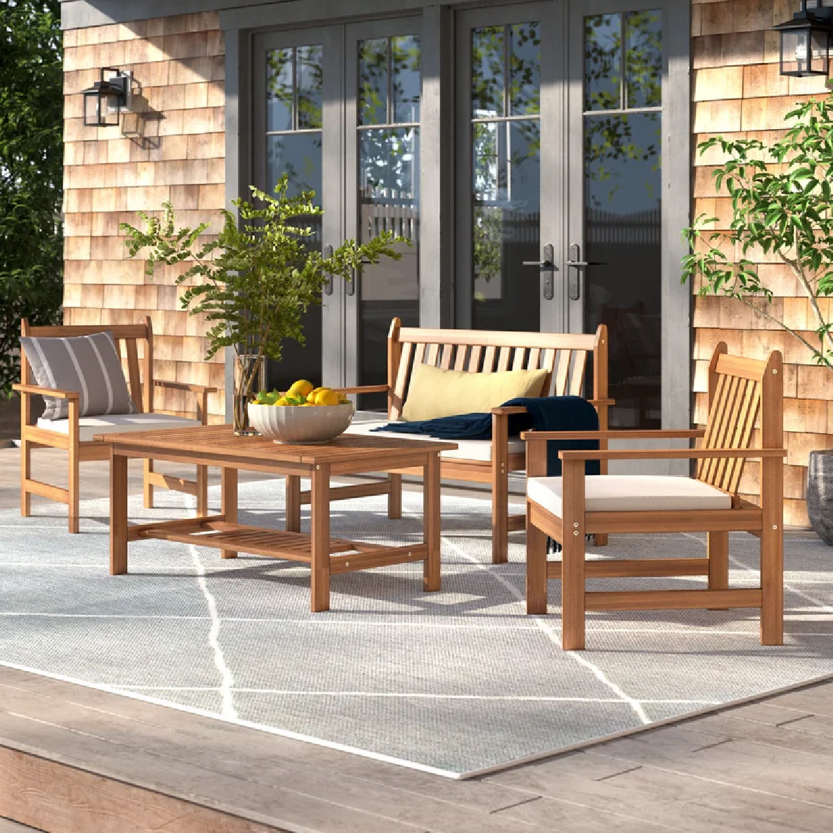 Lark Manor Joliet 4-Piece Patio Loveseat Set
