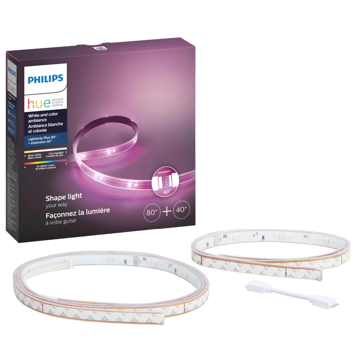 Philips 541805 Hue Lightstrip Plus 2m Base Kit + 1m Extension Bundle