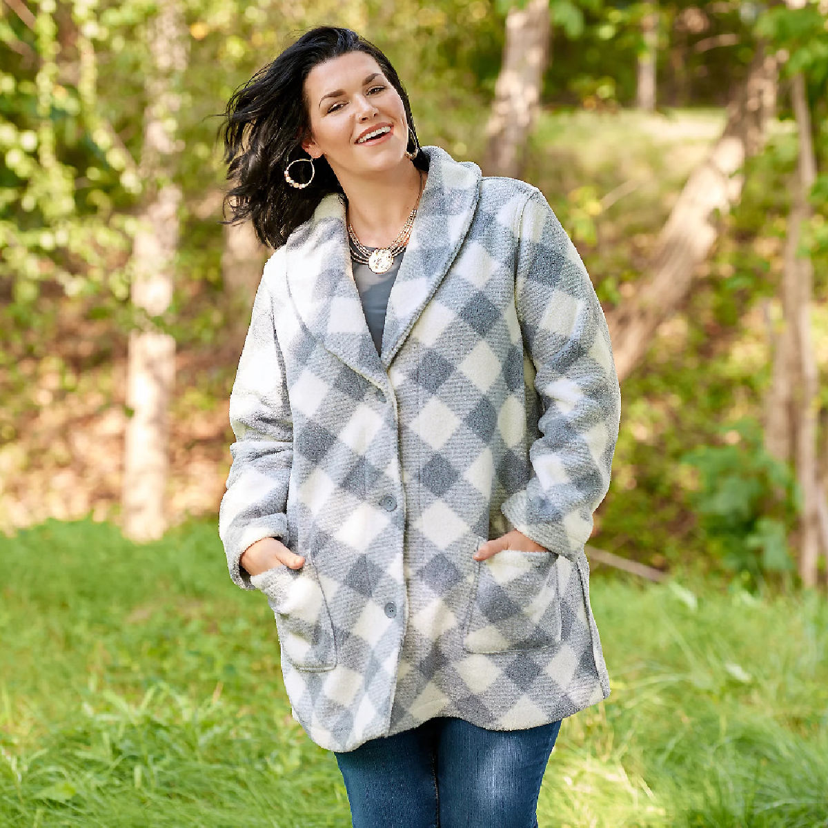 Susan Graver Weekend Reversible Sherpa & Polar Fleece Coat