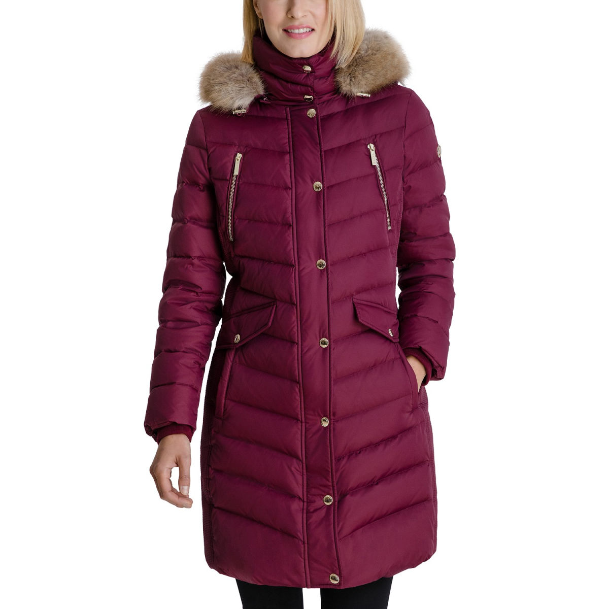 MICHAEL Michael Kors Faux-Fur Trim Hooded Down Coat