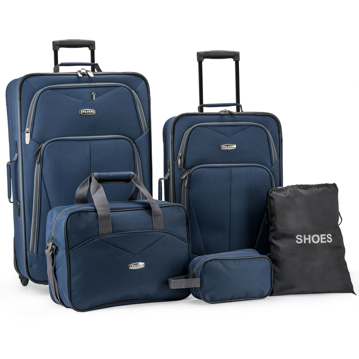 Elite Luggage Whitfield 5pc Softside Lightweight Rolling Luggage Set