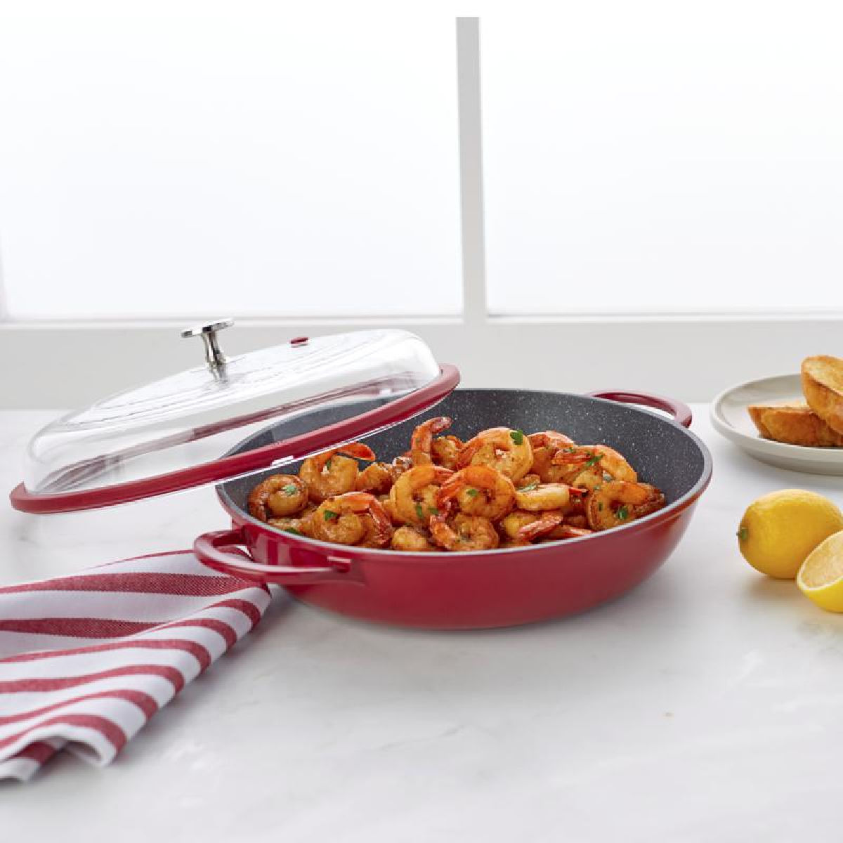 Curtis Stone 4-Quart Cast Aluminum Pan with Glass Lid