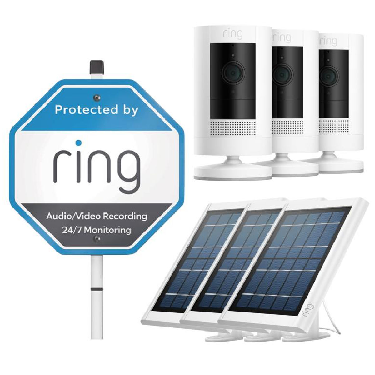 Ring Stick Up Cameras & Solar Panels (3-Pack)