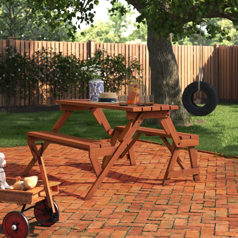 Arlmont & Co. Alicia Rectangular 4-Person Picnic Table