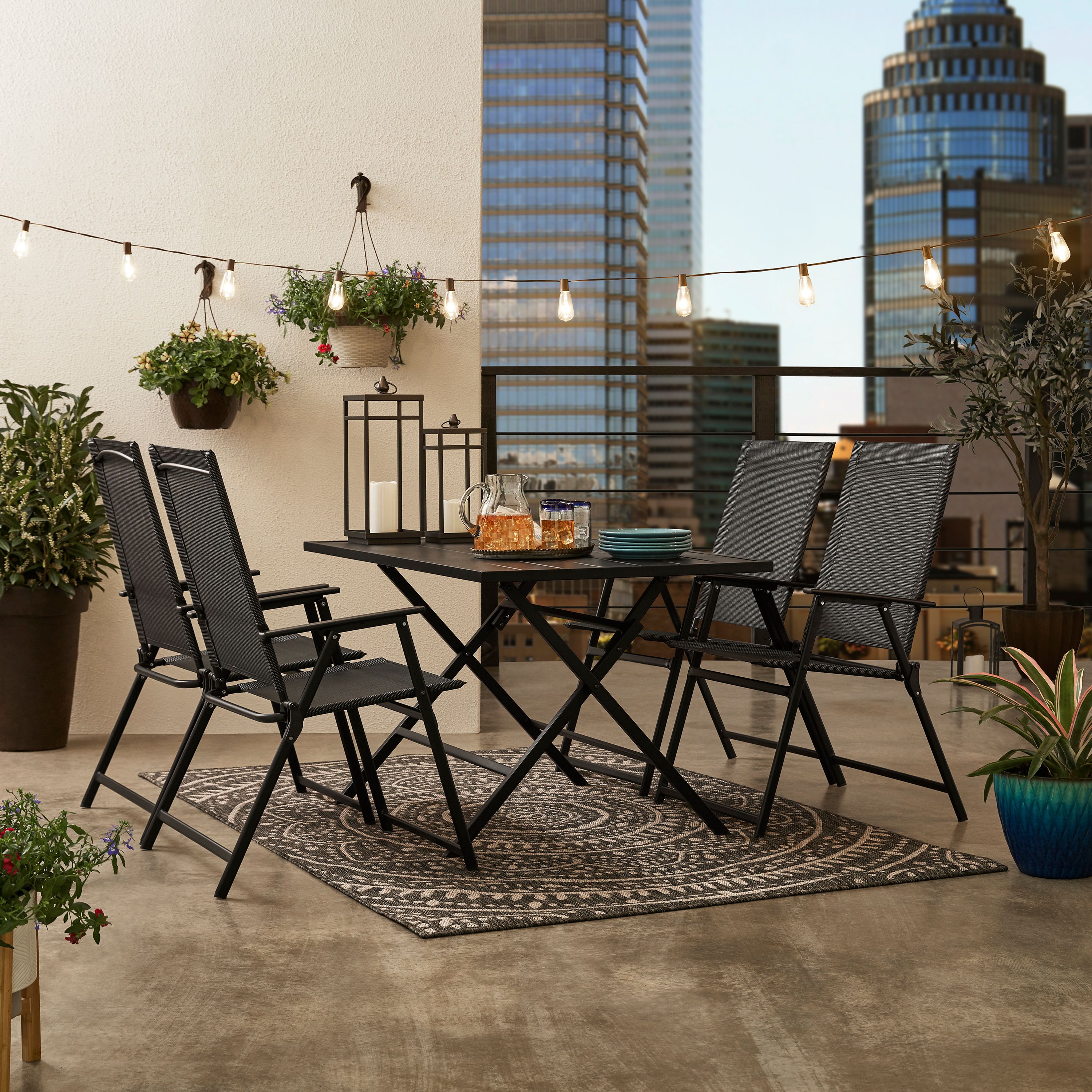 Mainstays Greyson Square Patio 5 Piece Folding Dining Set