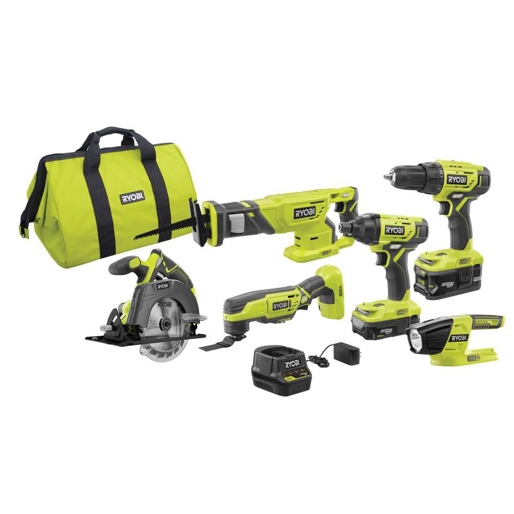 Ryobi P1819 18-Volt ONE+ Lithium-Ion Cordless 6-Tool Combo Kit