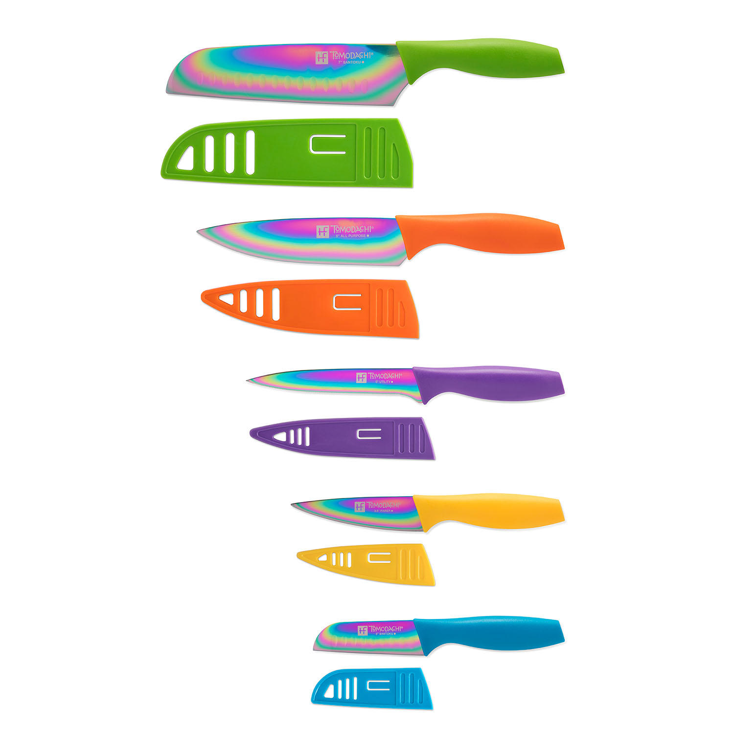 Tomodachi by Hampton Forge 5-Knife Rainbow Titanium Cutlery Set