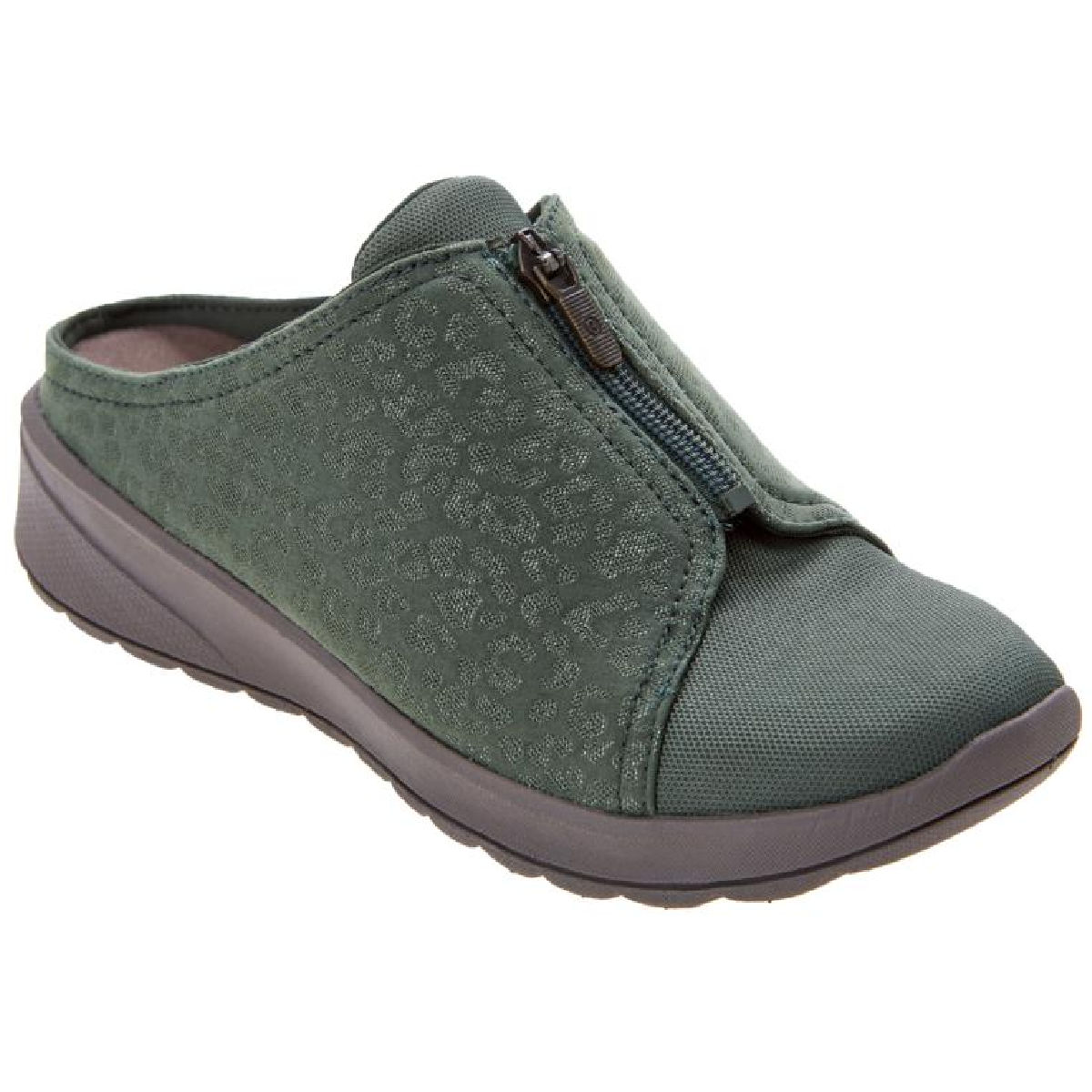 Bzees Glossy Washable Zip Front Slip-On Mules