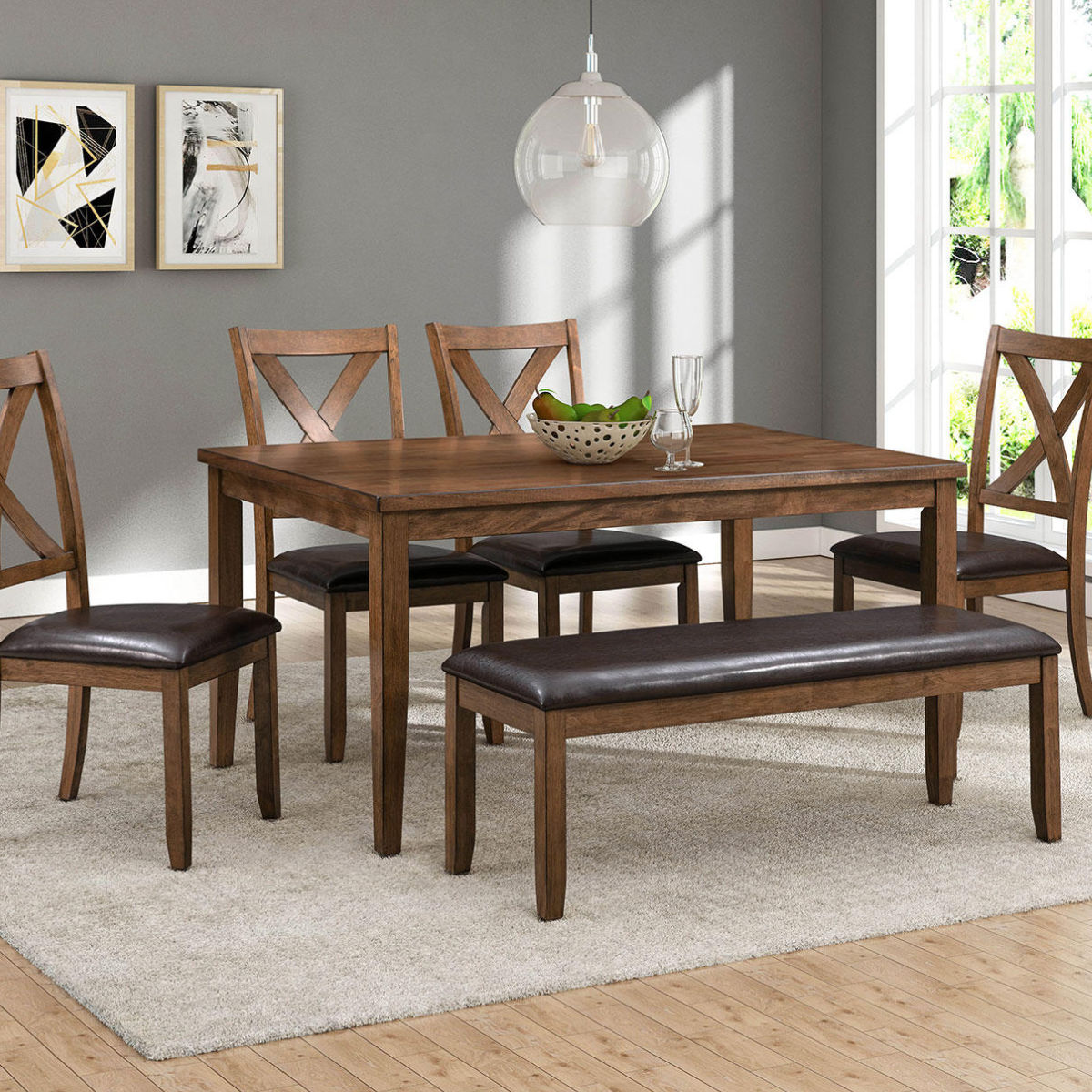 Abbyson Living Reese 6-Piece Wood Dining Set