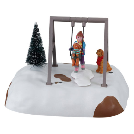 Lemax Puppy Gets A Swing Ride Battery-Operated Christmas Village