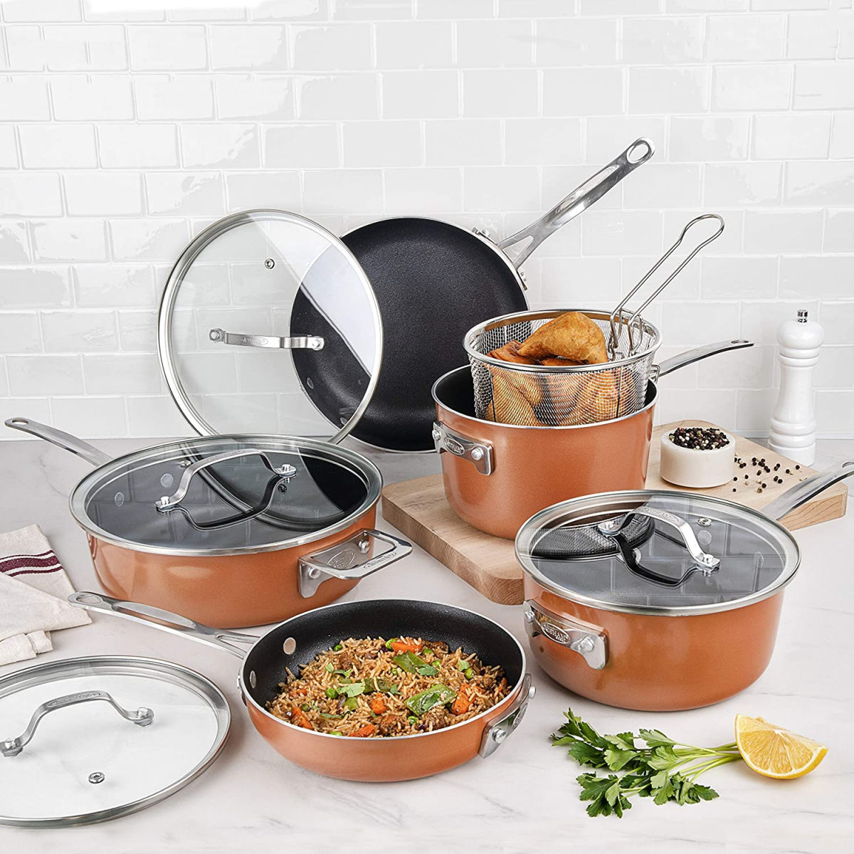 Gotham Steel Copper Stackmaster 10pc Cookware Set