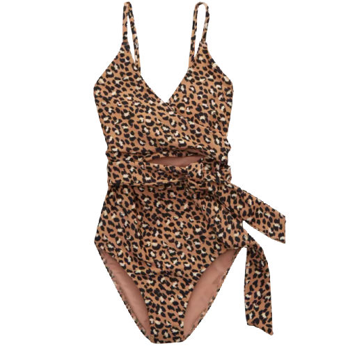 Aerie Leopard Wrap One Piece Swimsuit