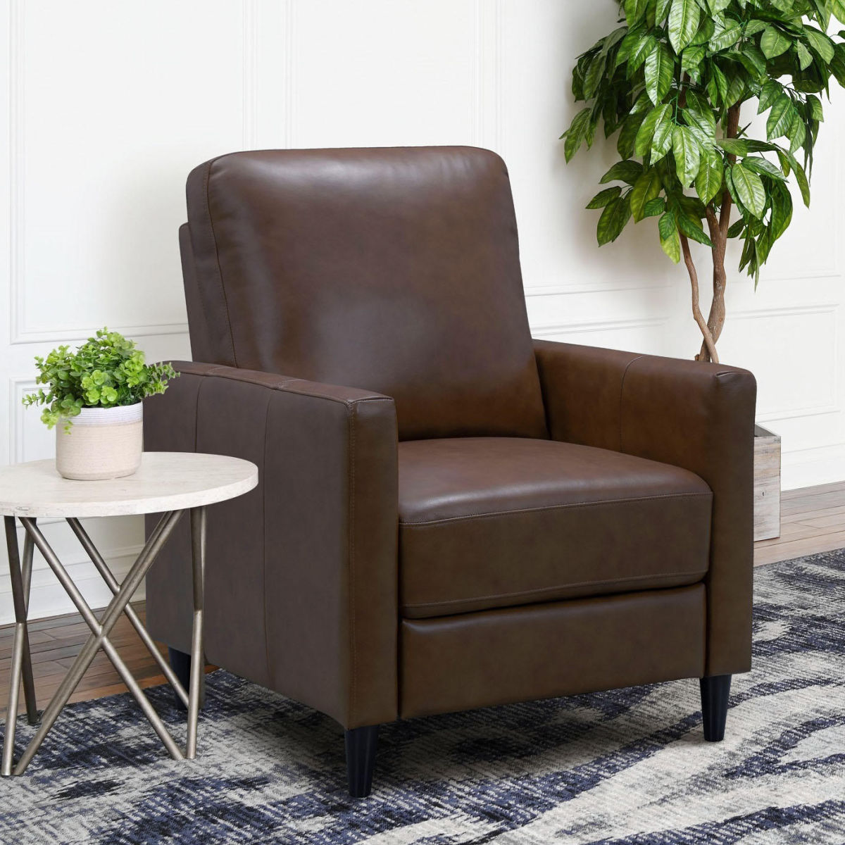 Abbyson Living Crestview Top-Grain Leather Pushback Recliner Chair