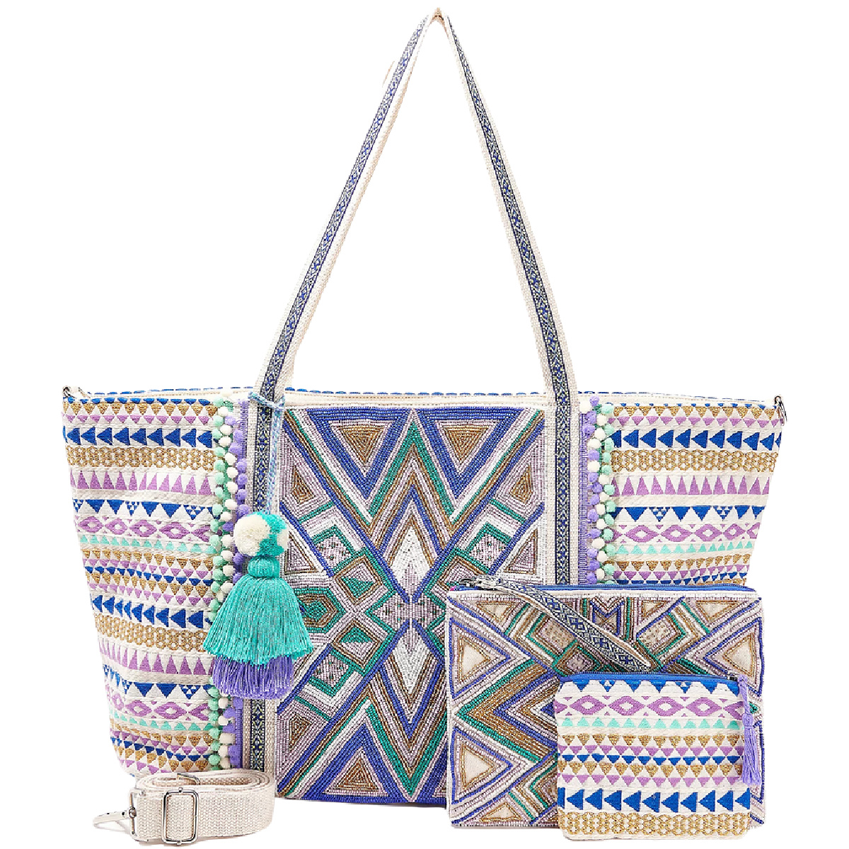 America and Beyond Embellished Tote Handbag