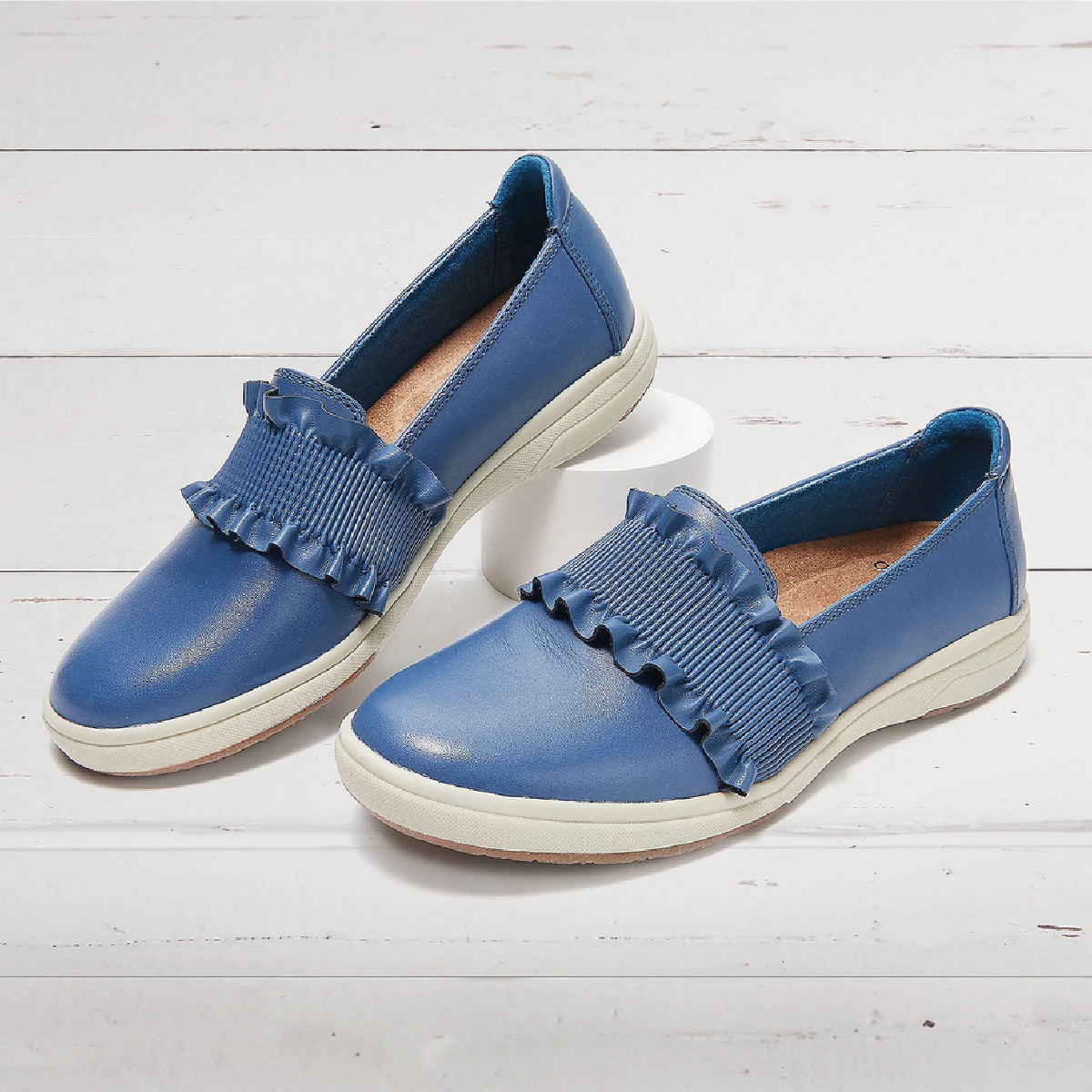 Earth Origins Ellis Leather Ruffle Women's Slip-Ons