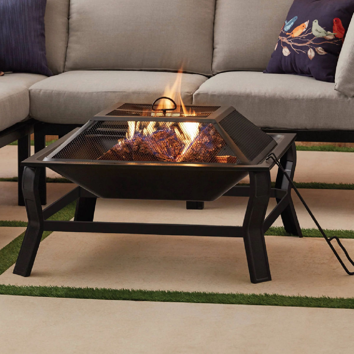 Mainstays Greyson 30-Inch Square Wood Burning Fire Pit