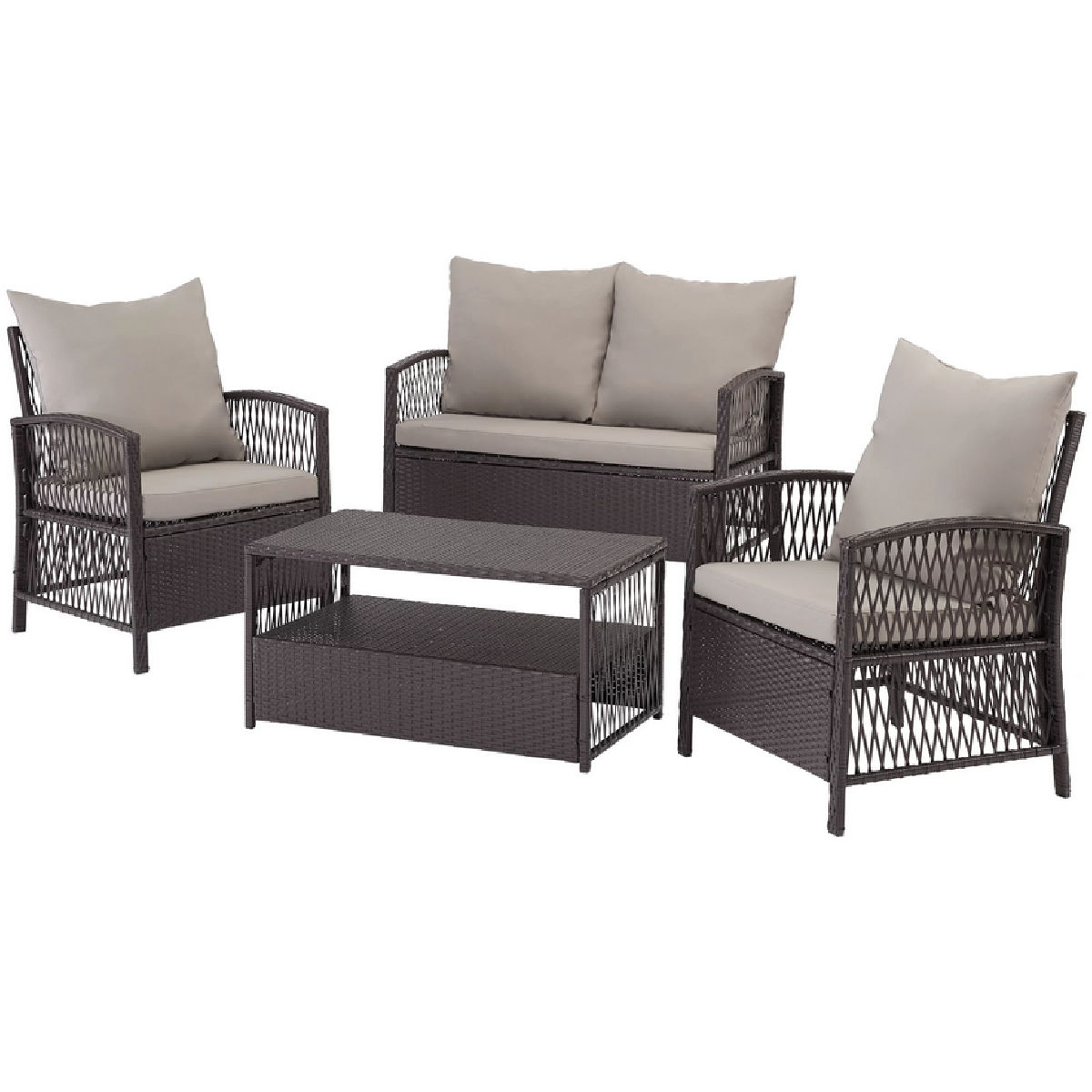 Mainstays Sanza Rattan 4-Piece Wicker Patio Conversation Set
