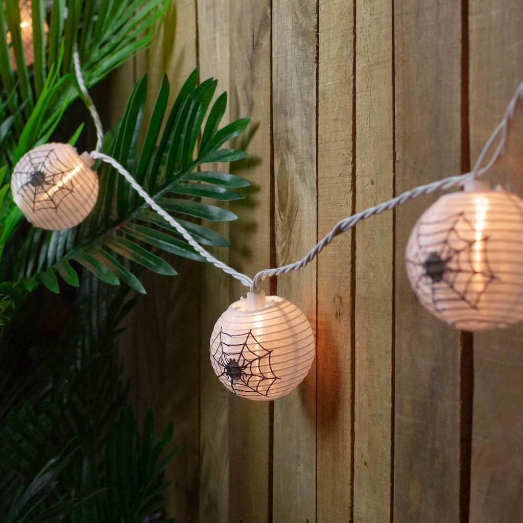 Spider in Web Paper Lantern Halloween Lights