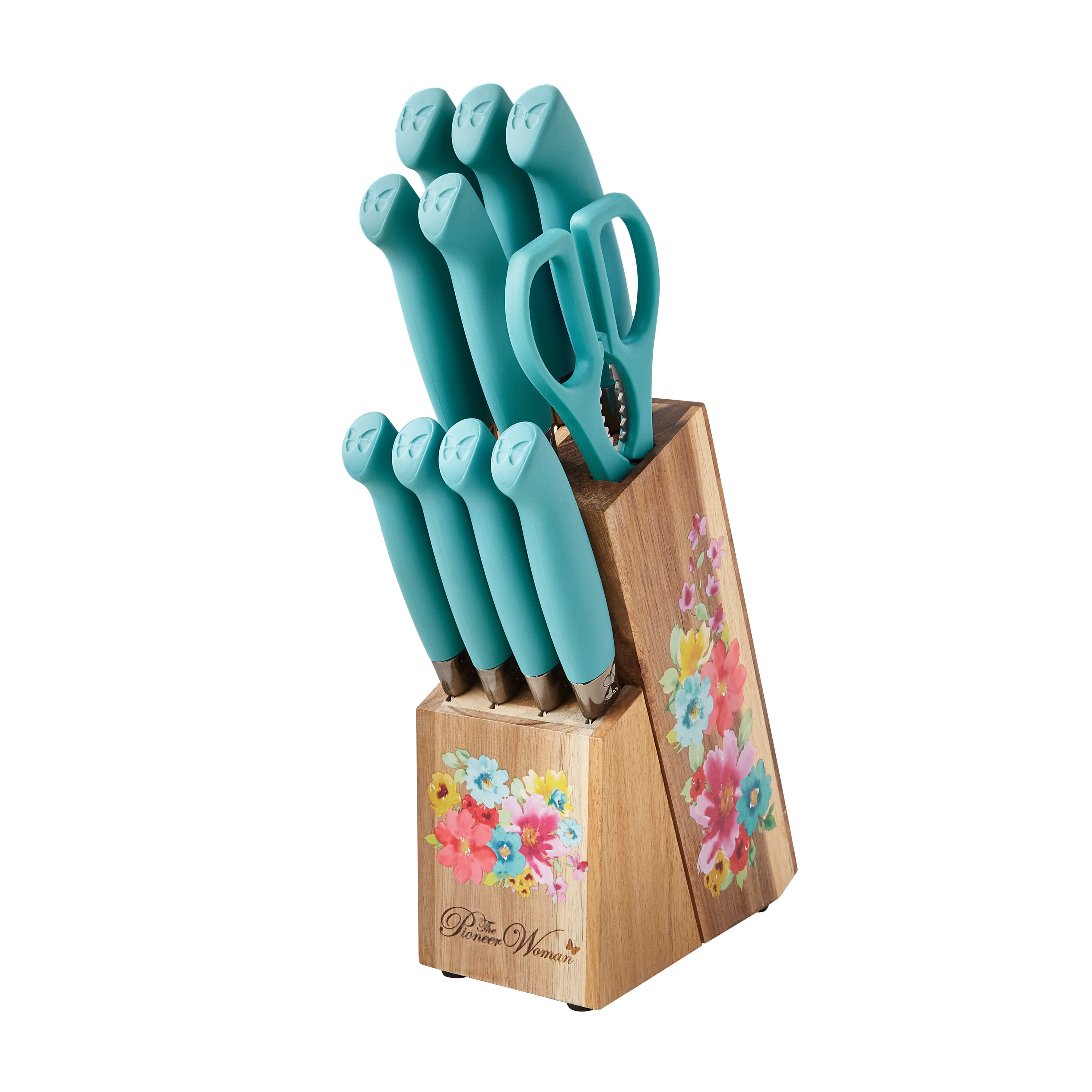 The Pioneer Woman Breezy Blossoms 11-Piece Stainless Steel Knife Block Set