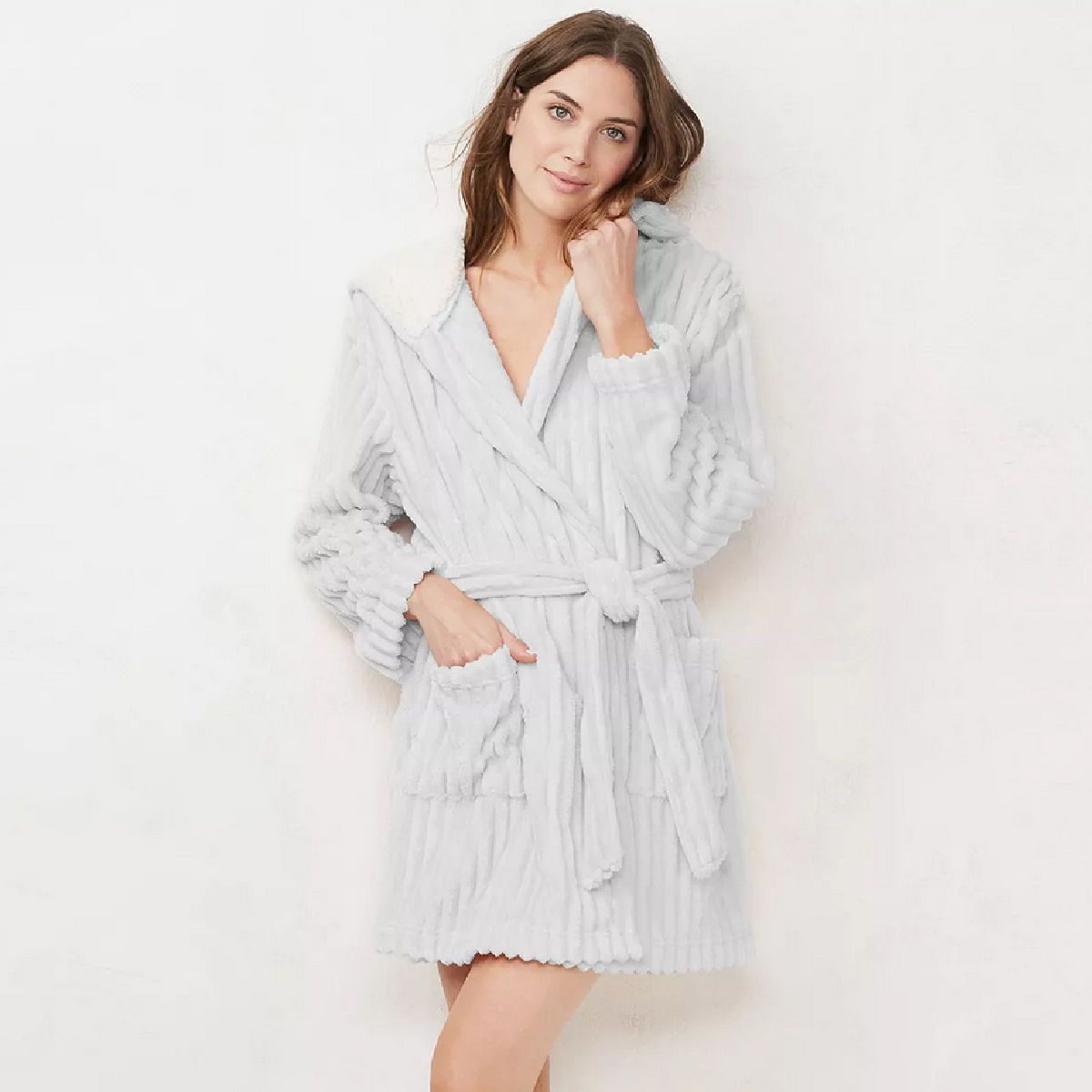 LC Lauren Conrad Women’s Plush Hooded Wrap Robe