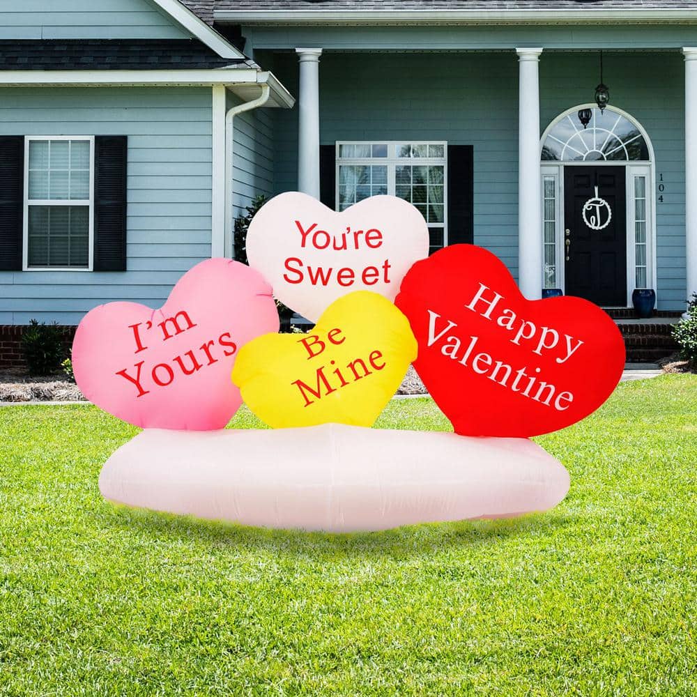 Fraser Hill Farm 6 ft. Light Up Valentine's Day Heart Shaped Candy Inflatable