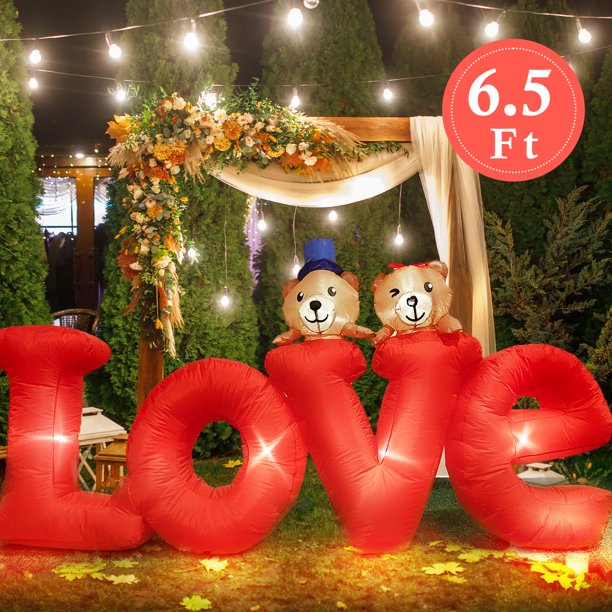 Melliful 6.5 ft. Inflatable Valentines Day Bear and Sweet LOVE Letters Set