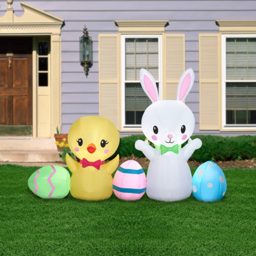 Airblown Inflatable Easter Bunny & Chick Outdoor Decoration