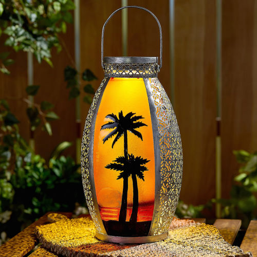 Barbara King Illuminated Pressed Glass Lantern