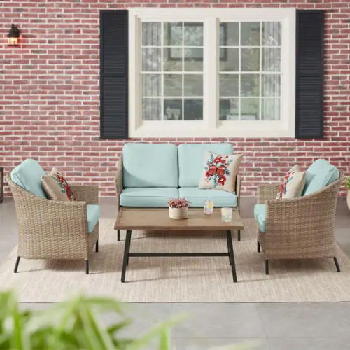 StyleWell Park Pointe 4-Piece Wicker Patio Conversation Set